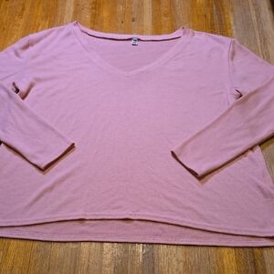 BBX Lephsnt Women 2XL Blush Pink V-Neck Long Sleeve Knit Pullover‎ Sweater